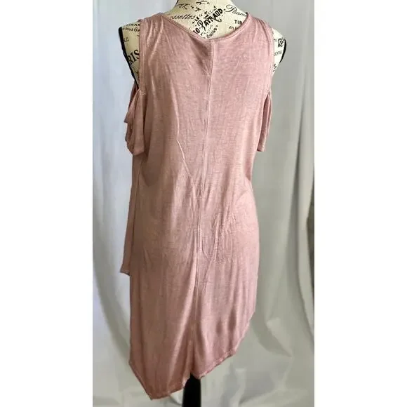 XCVI Dusty Rose Cold Shoulder V-Neck Relaxed Fit Tunic Small - Picture 6 of 11